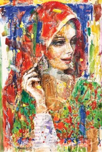 Moazzam Ali, Aesthetics & The Indus Woman Series, 42 x 30 Inch, Watercolor on Paper, Figurative Painting, AC-MOZ-138